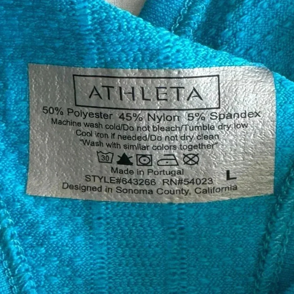 ATHLETA fast track activewear runched tank too blue size L - Picture 7 of 7